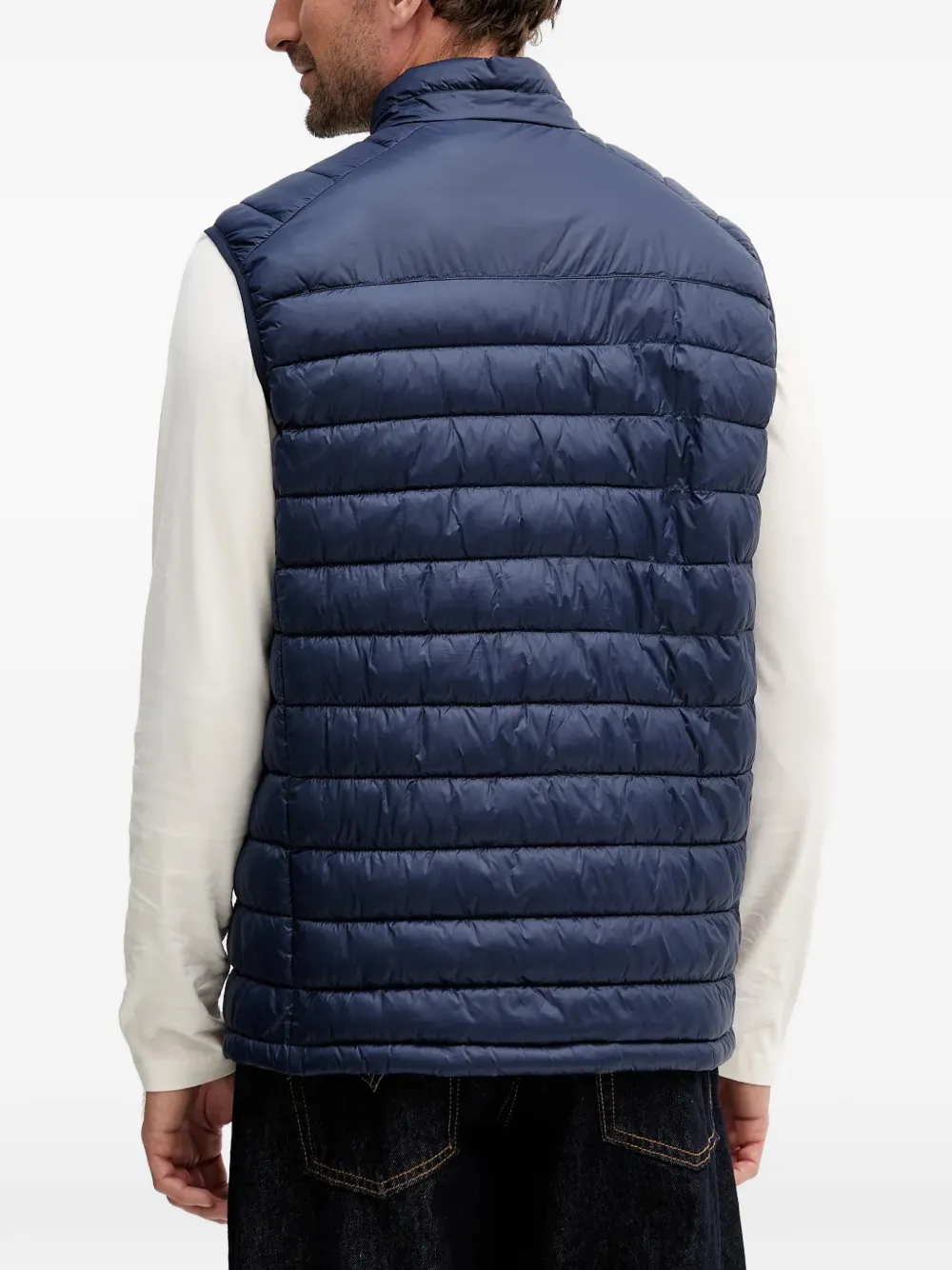Karl Lagerfeld Logo-patch Zip-up Waistcoats In Blue
