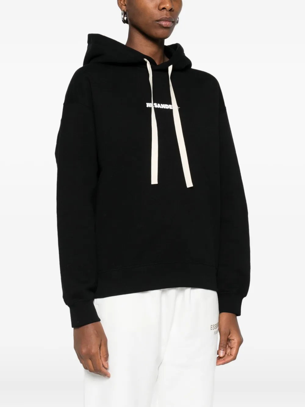 Jil Sander Hoodie met logoprint Zwart