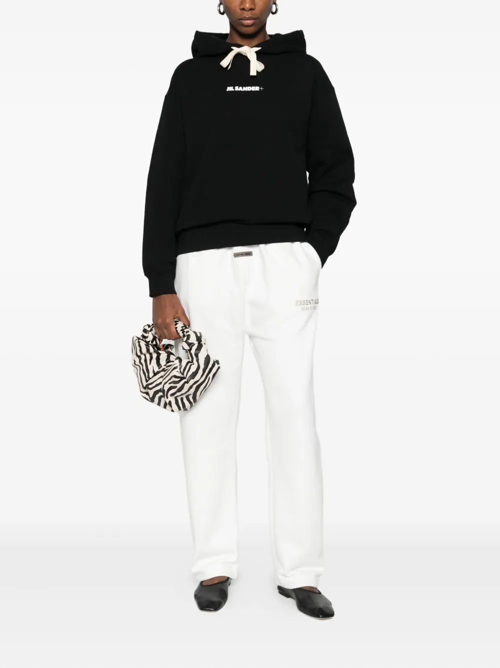 Jil Sander Hoodie met logoprint - Zwart