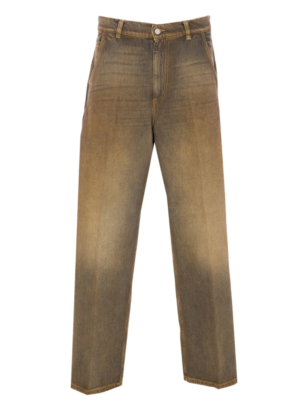 TRUE AVENUE patch-pocket dirty-wash denim jeans | Brown | Image 1