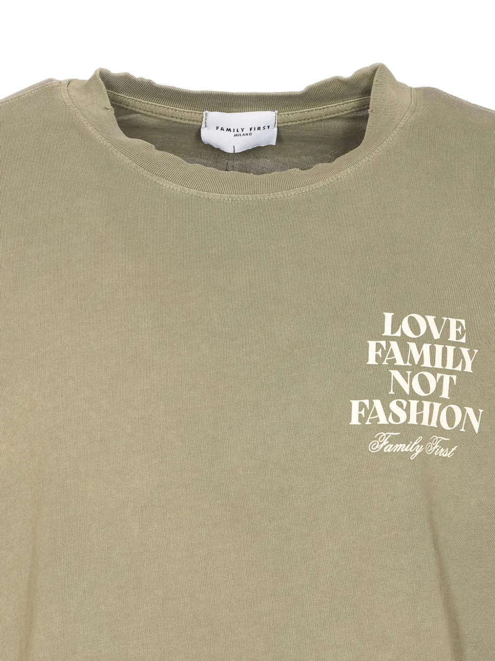 Family First Crew Neck Logo-print T-shirt In Green