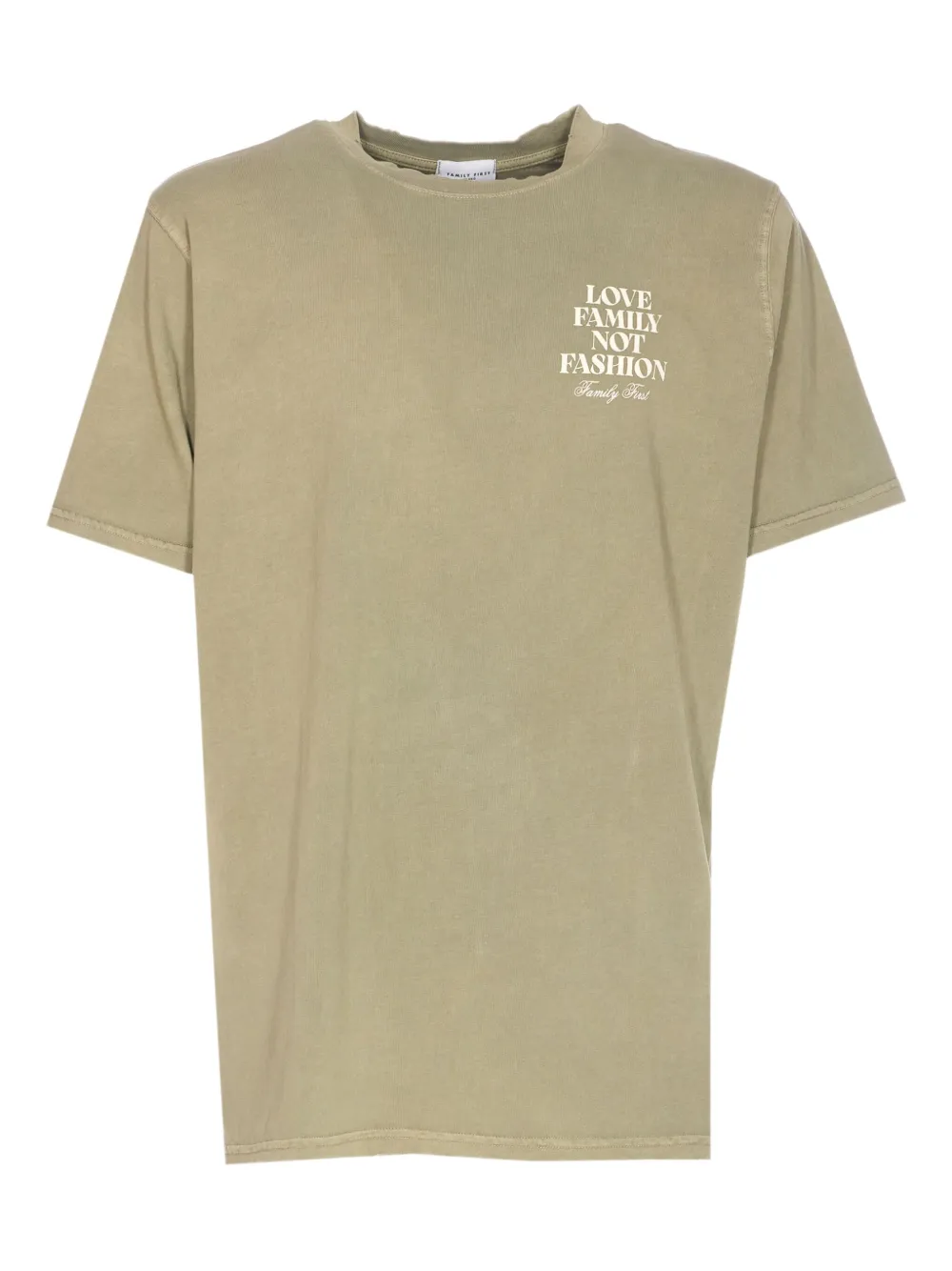 Family First Crew Neck Logo-print T-shirt In Green