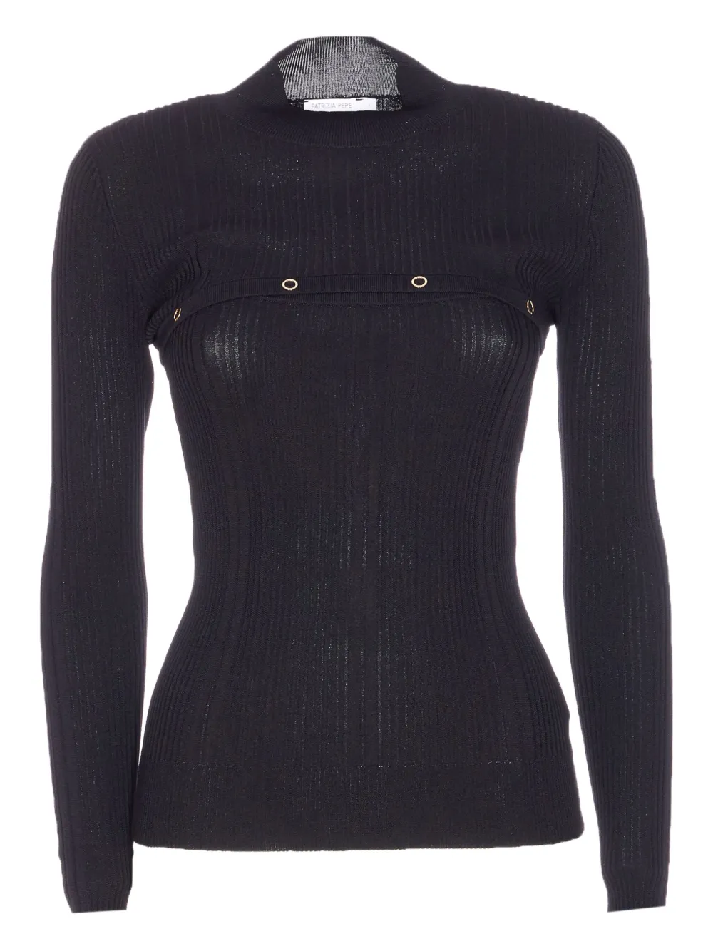 Patrizia Pepe ribbed button-detail top | Black | Image 1