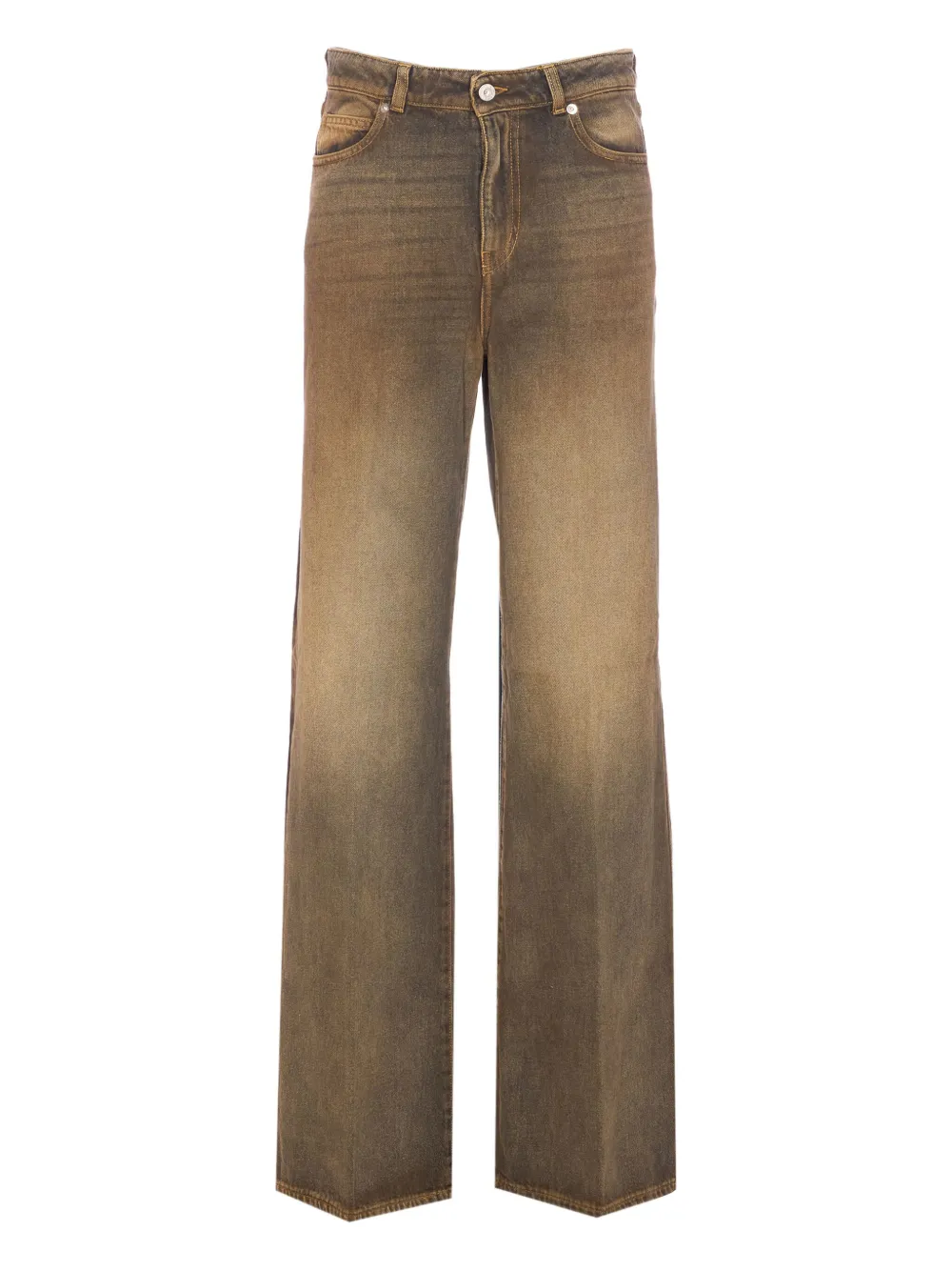 TRUE AVENUE patch-pocket dirty-wash jeans | Brown | Image 1