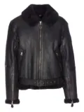 Belstaff fur-collar zip-pocket leather jacket - Black