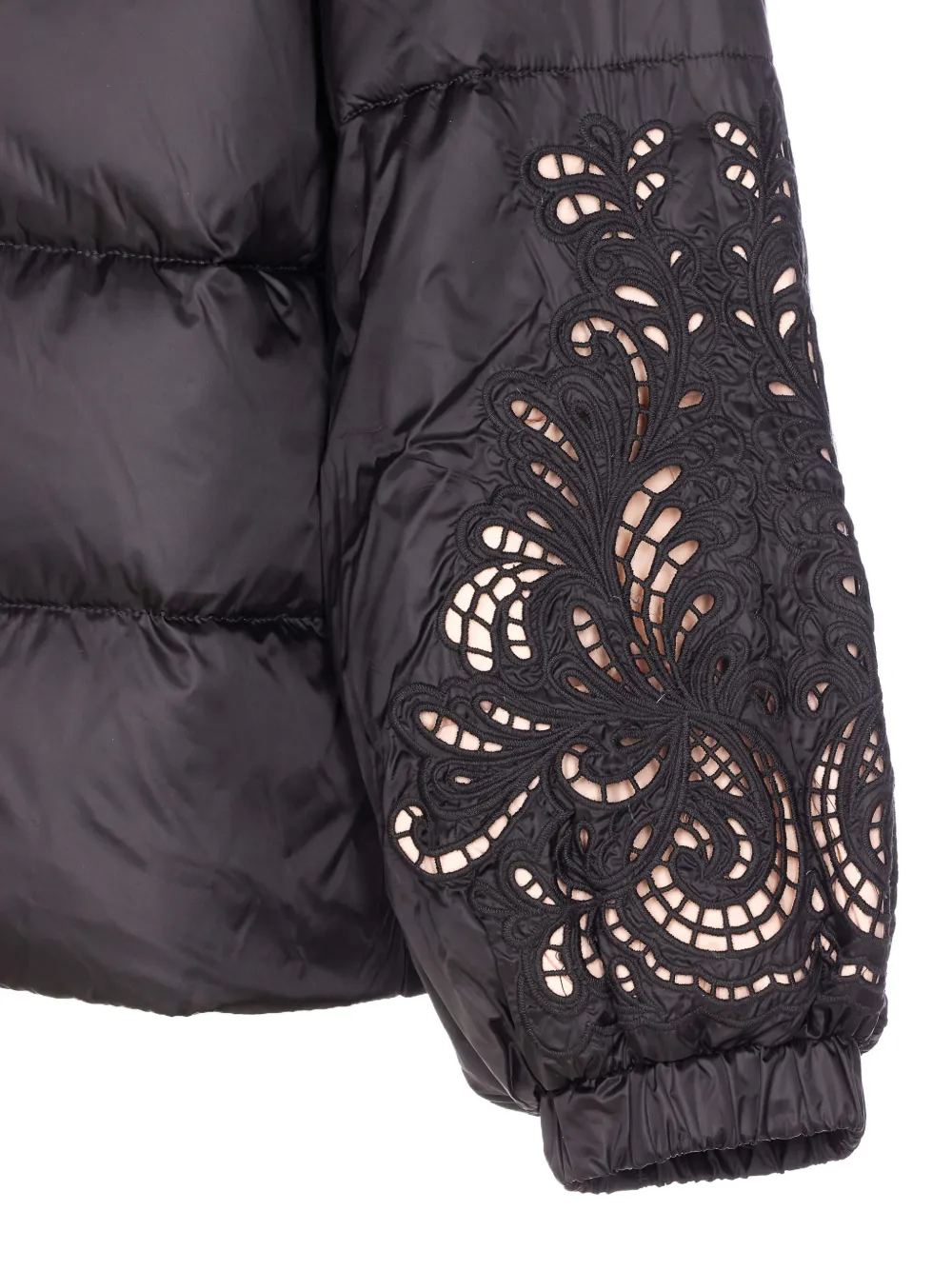 Twinset Embroidered-sleeve Padded Jacket In Blue