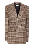 Saint Laurent double-breasted check blazer - Brown