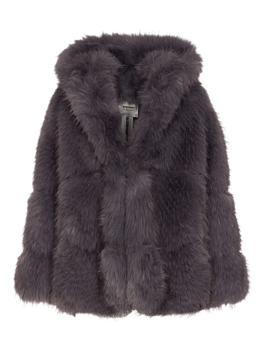 Sword hooded faux-fur coat | Grey | Image 1