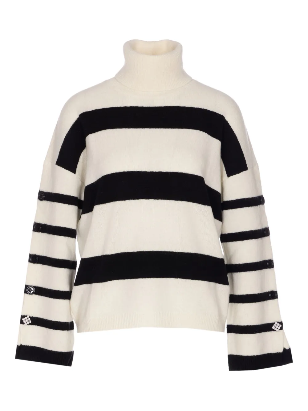 Liu •jo Turtleneck Striped Sweater In Neutral
