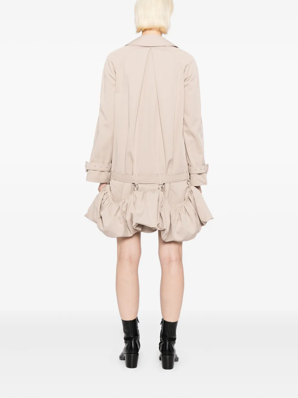Rokh Puff Hem Trench Dress Peach Beige In Neutral