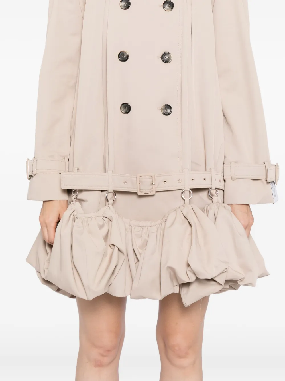 Rokh Puff Hem Trench Dress Peach Beige In Neutral