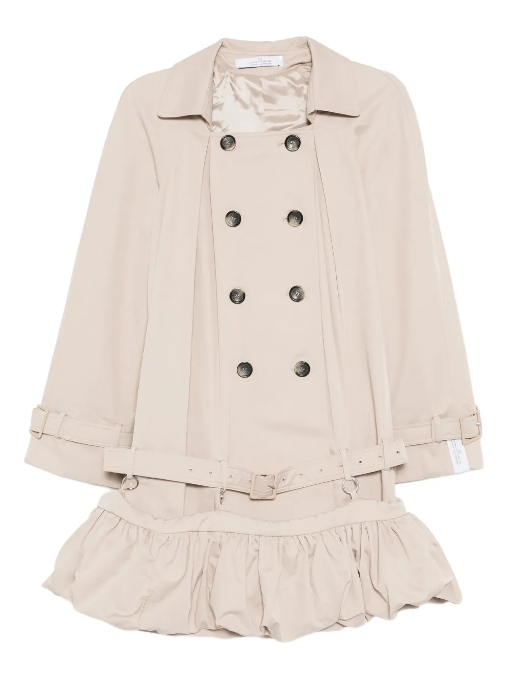Rokh Puff Hem Trench Dress Peach Beige In Neutral