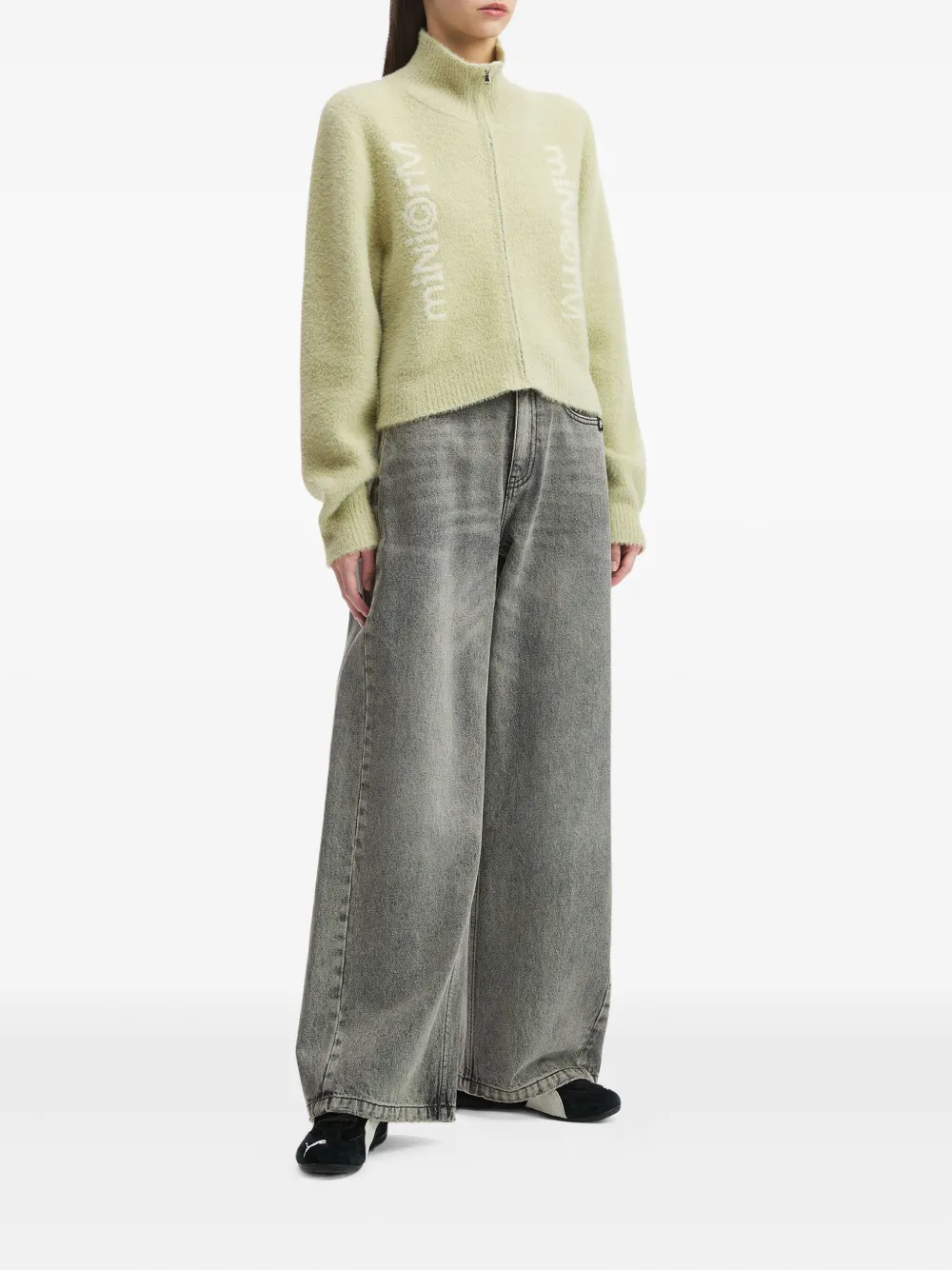 Mini Cream high-neck zip-front cardigan | Cardigans | Image 2