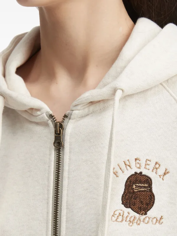 FINGERCROXX Embroidered Bigfoot zip-up Hoodie Neutrals FARFETCH PH
