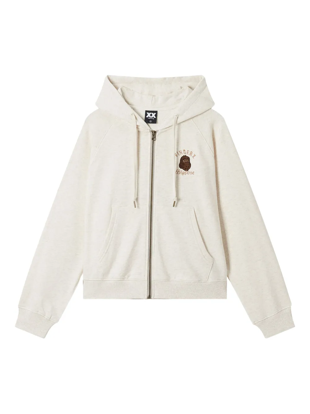 FINGERCROXX embroidered bigfoot zip-up hoodie | Neutrals | Image 1