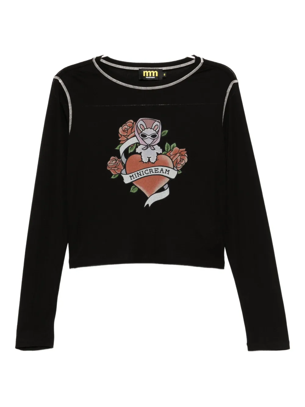 Mini Cream T-shirt con logo - Nero