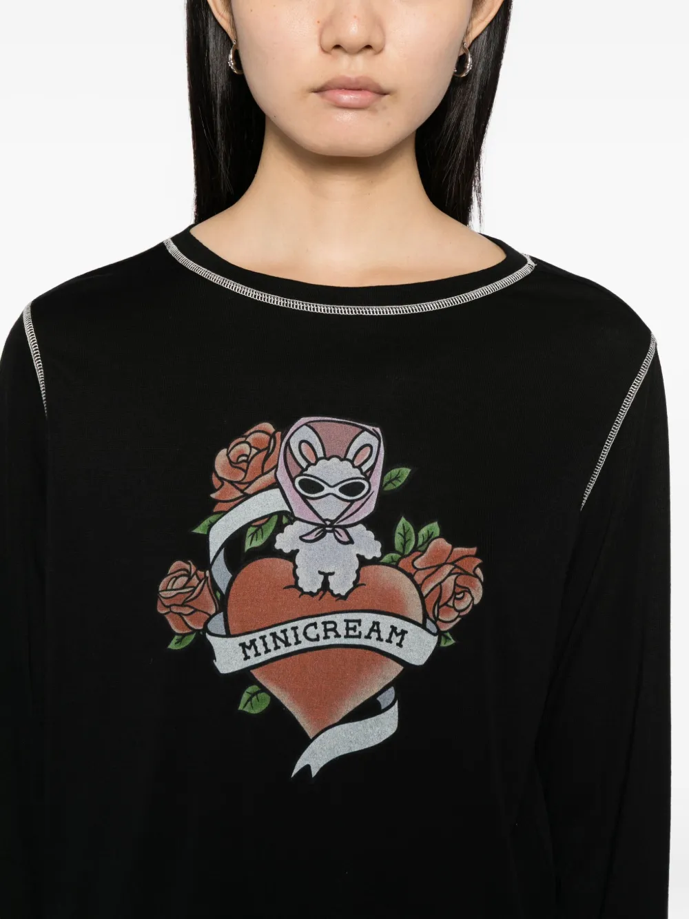 Mini Cream Logo-print T-shirt In Black