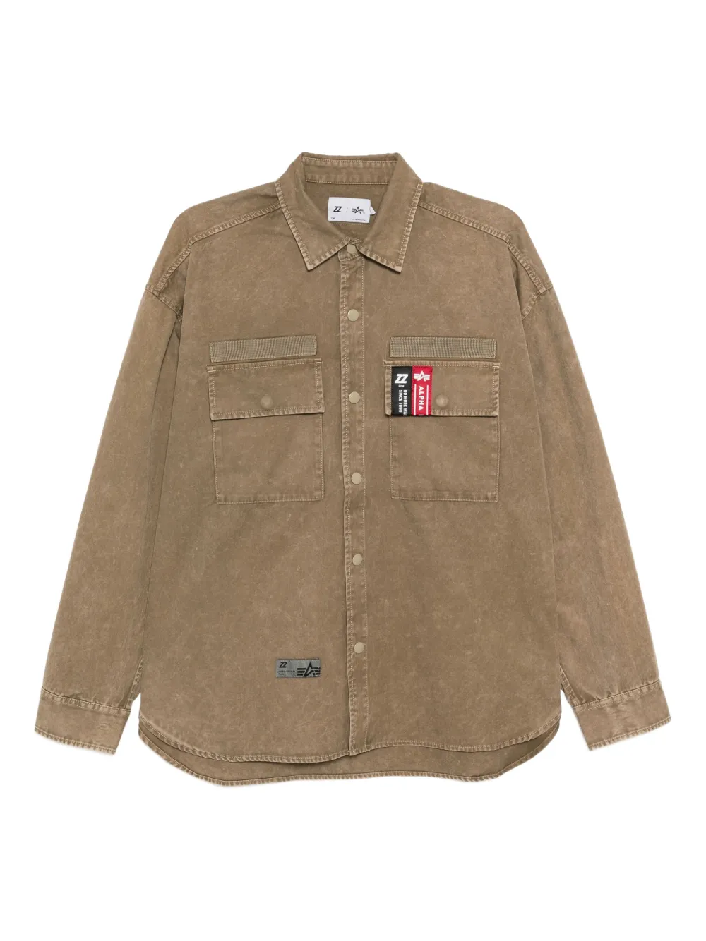 izzue logo-patched shirt | Brown | Image 1
