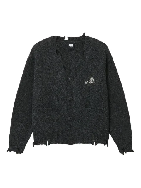 FINGERCROXX frayed-hem logo cardigan