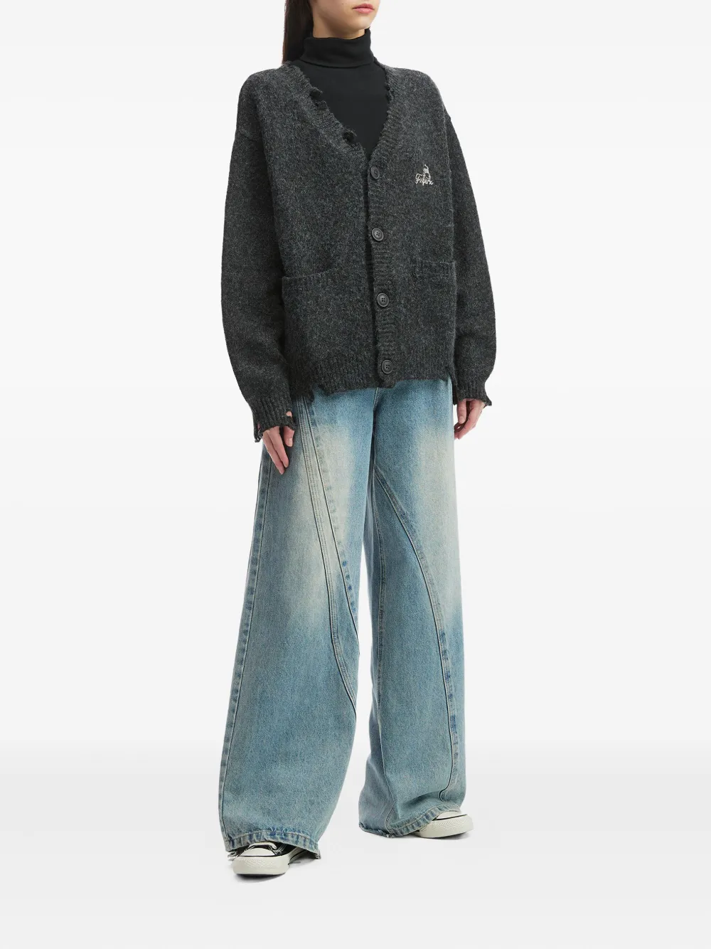 FINGERCROXX frayed-hem logo cardigan | Cardigans | Image 2