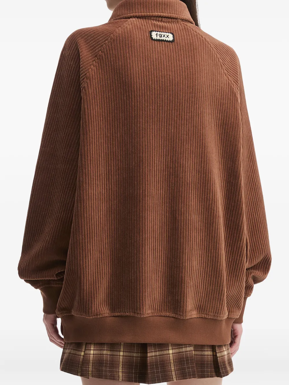 Fingercroxx Corduroy Zip-up Top In Brown