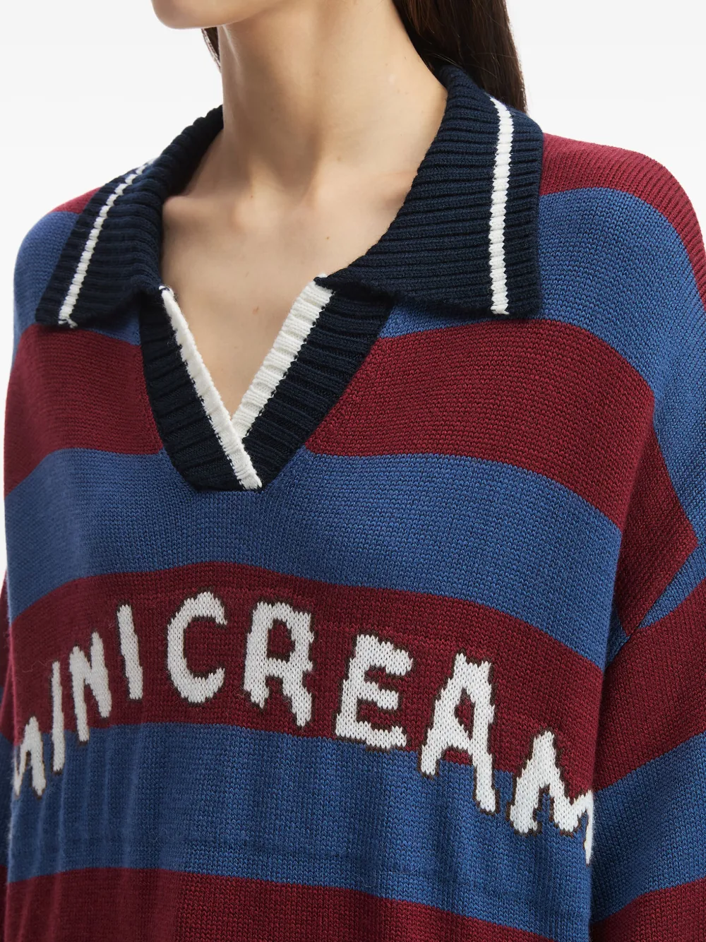 Mini Cream Gestreepte trui met polokraag Blauw