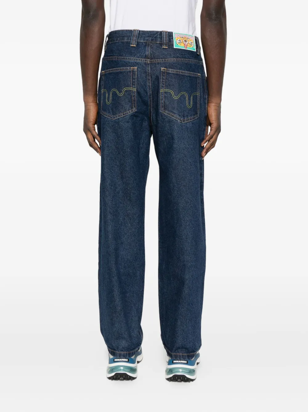 Icecream Dog-motif Straight-leg Denim Trousers In Blue