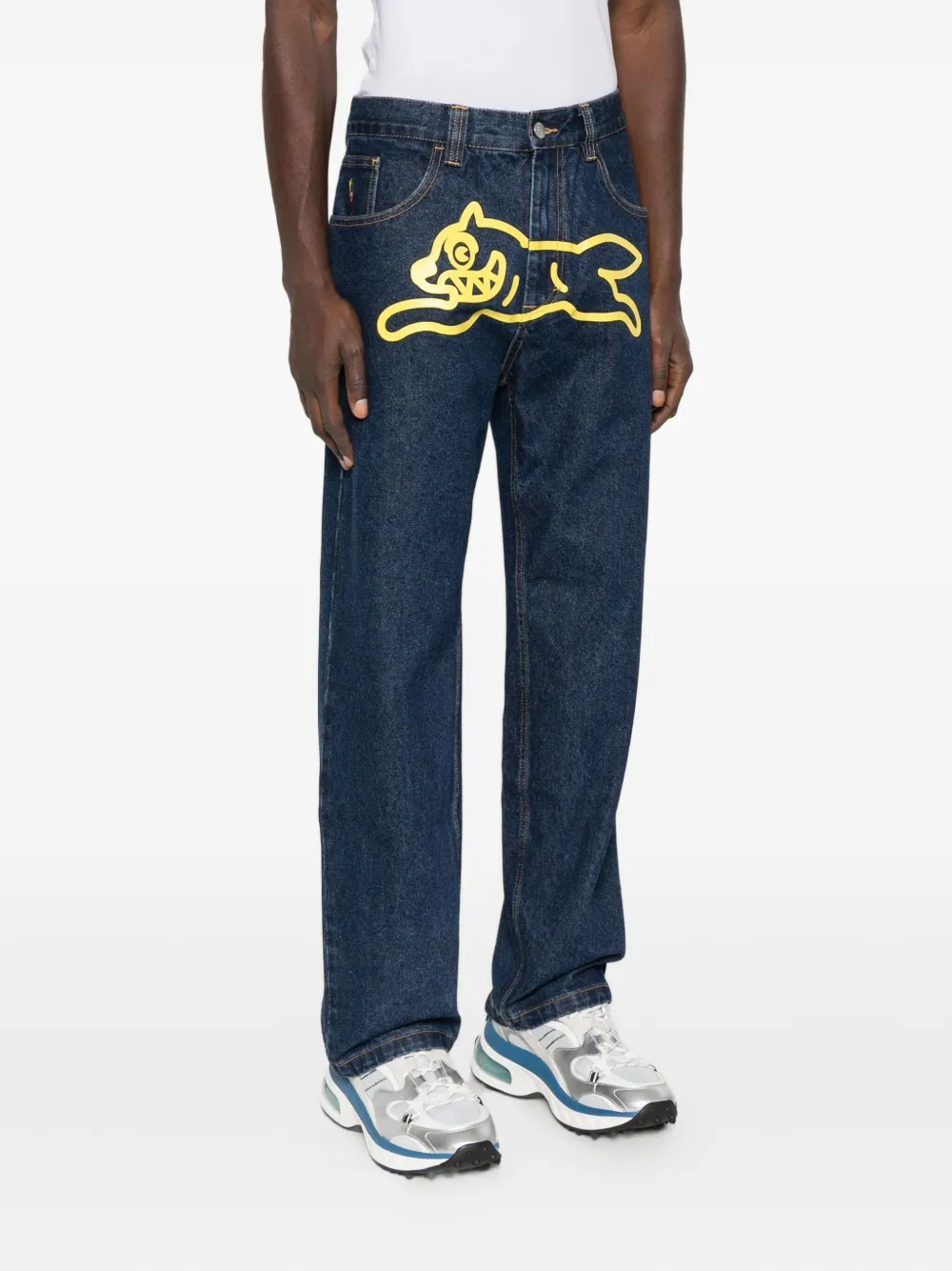 Icecream Dog-motif Straight-leg Denim Trousers In Blue