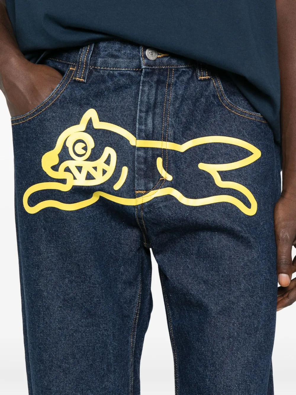 Icecream Dog-motif Straight-leg Denim Trousers In Blue