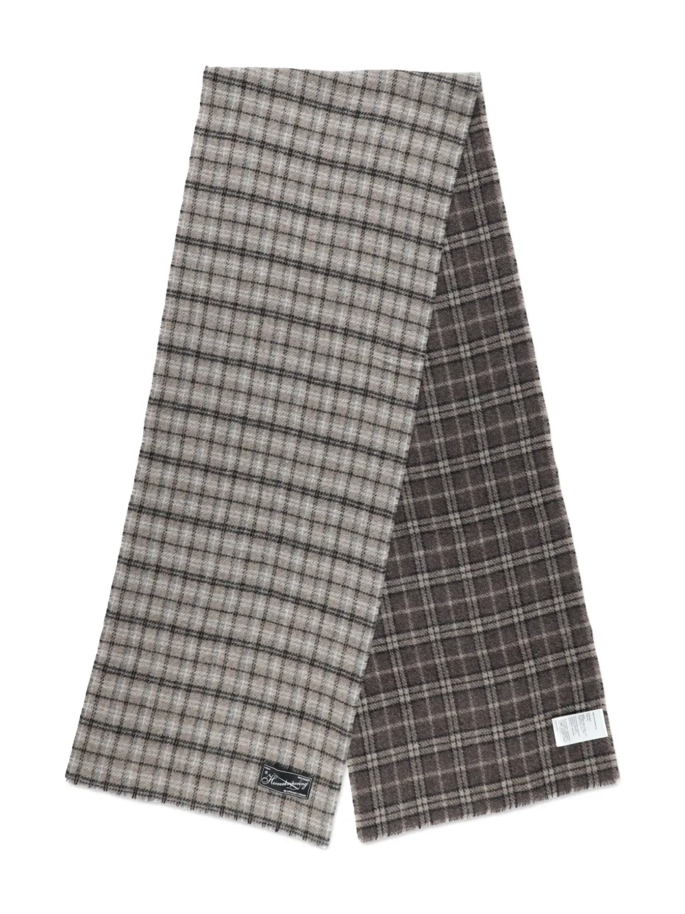 Mfpen Checked Wool Scarf In Gray