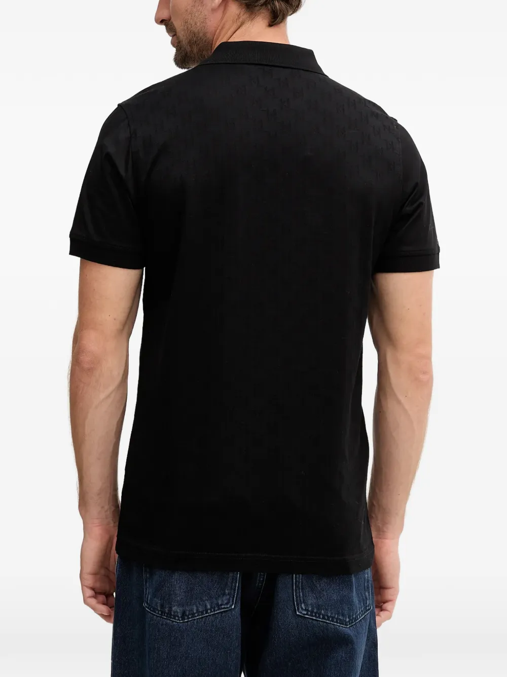 Karl Lagerfeld Logo-patch Polo Shirt In Black