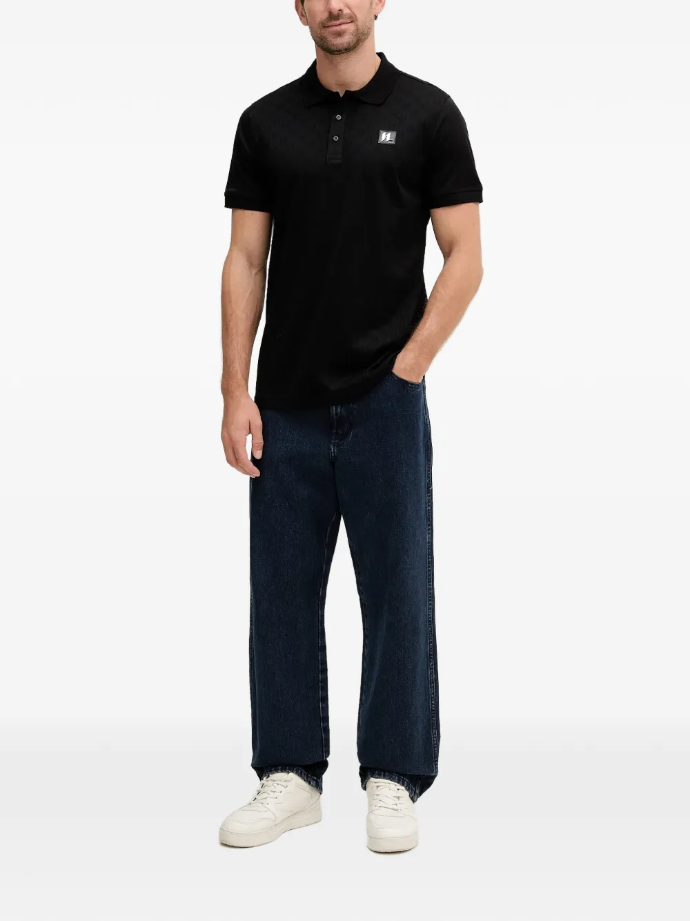 Karl Lagerfeld logo-patch polo shirt - Zwart