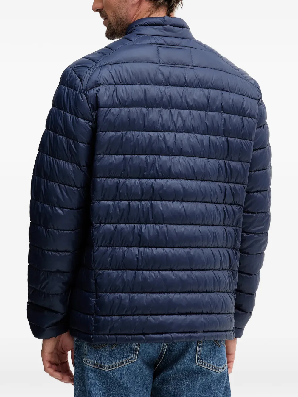 Karl Lagerfeld Logo-appliqué Quilted Jacket In Blue