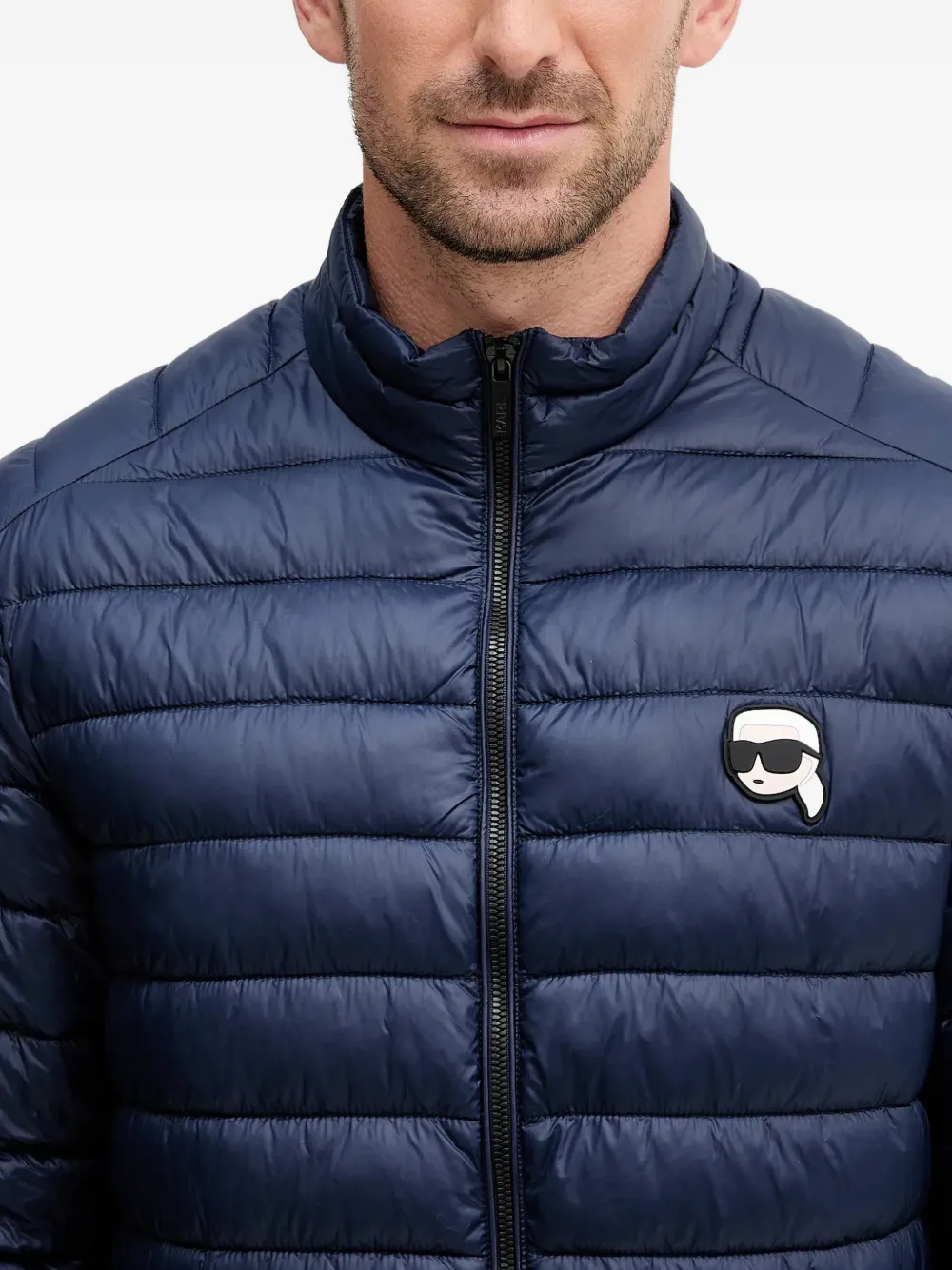 Karl Lagerfeld Logo-appliqué Quilted Jacket In Blue