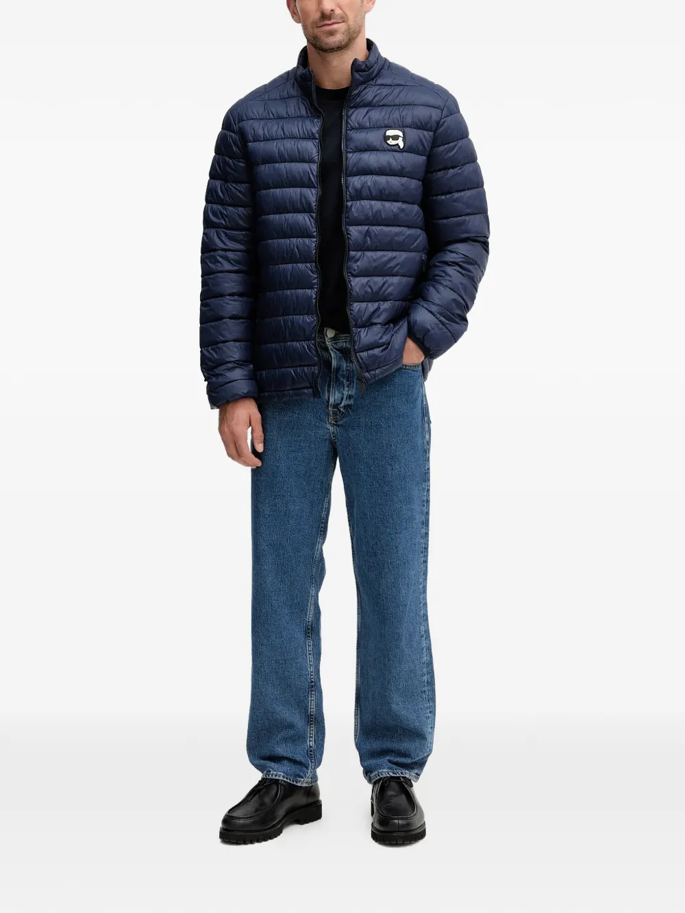 Karl Lagerfeld Logo-appliqué Quilted Jacket In Blue