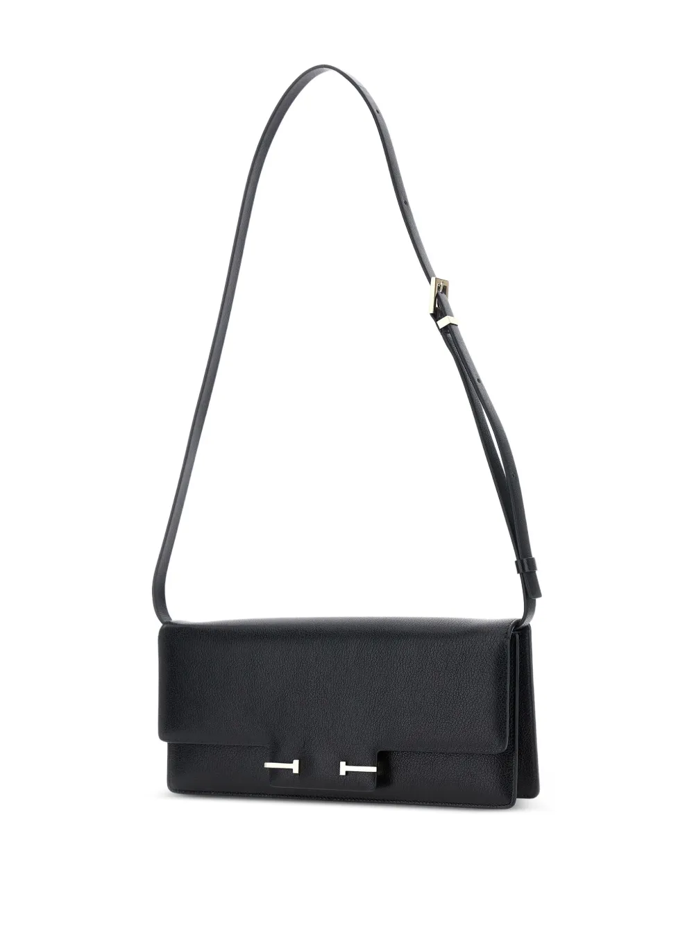 Tom Ford Enlongated Leather Shoulder Bag In Black
