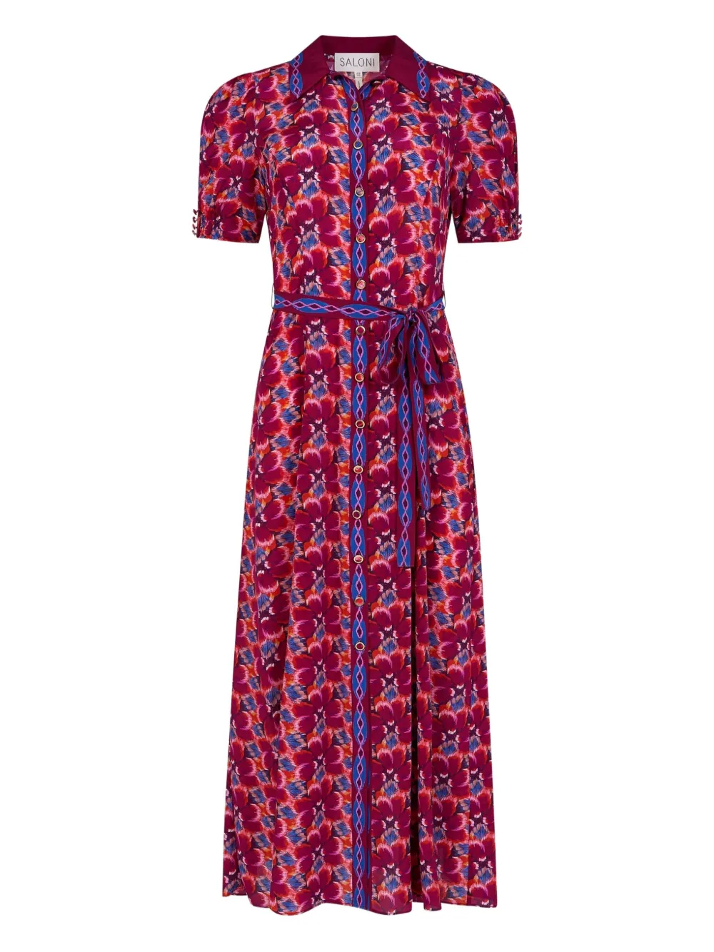 Saloni floral-print puff-sleeve dress | Pink | Image 1