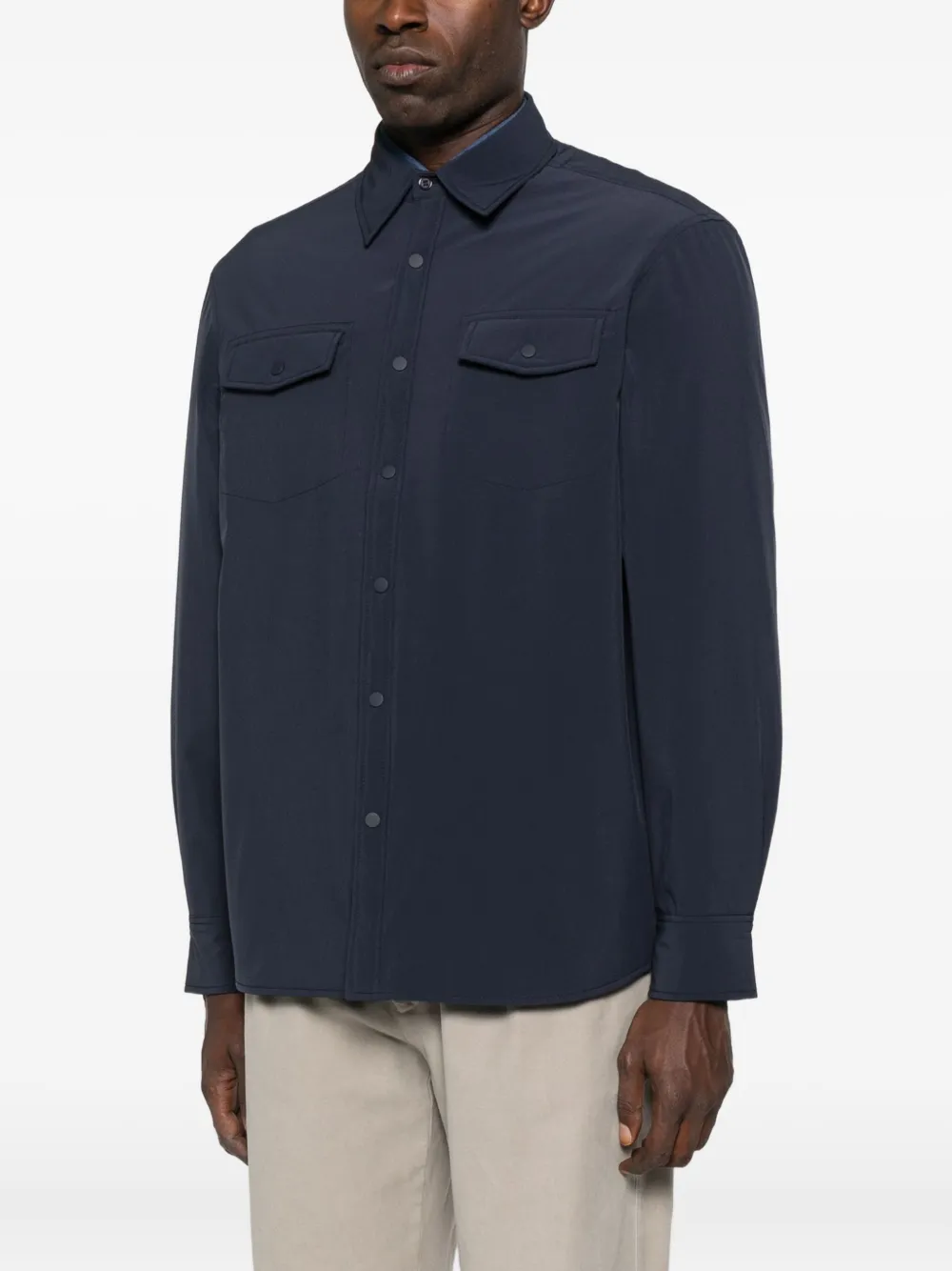 Alley Docks 963 Double-pocket Shirt Jacket In Blue
