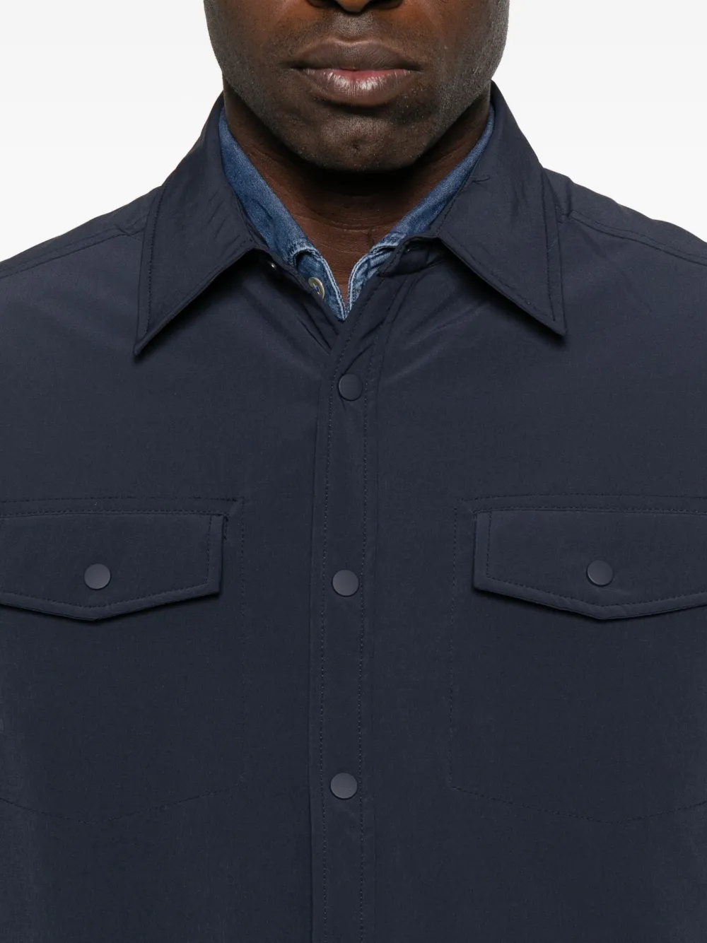 Alley Docks 963 Double-pocket Shirt Jacket In Blue