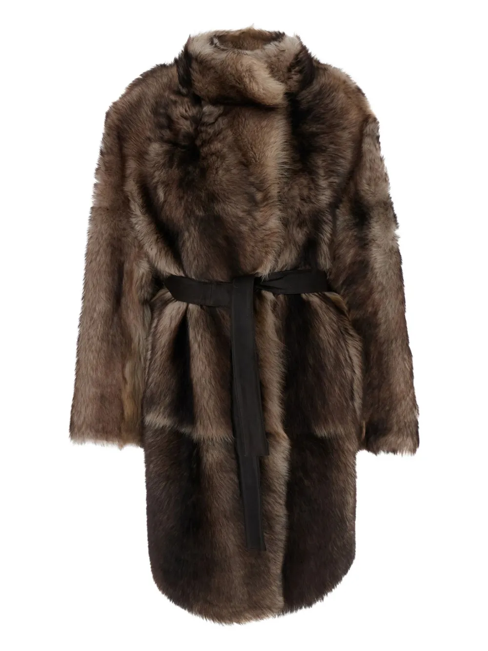 Yves Salomon belted shearling coat | Brown | Image 1