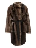 Yves Salomon belted shearling coat - Brown