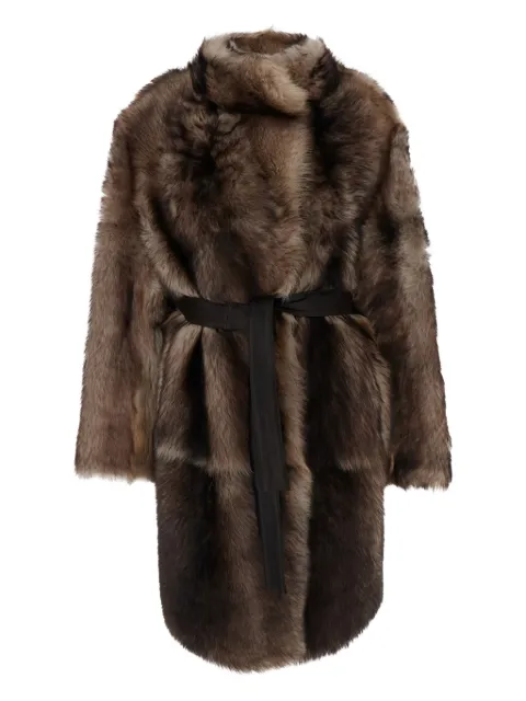 Yves Salomon belted shearling coat