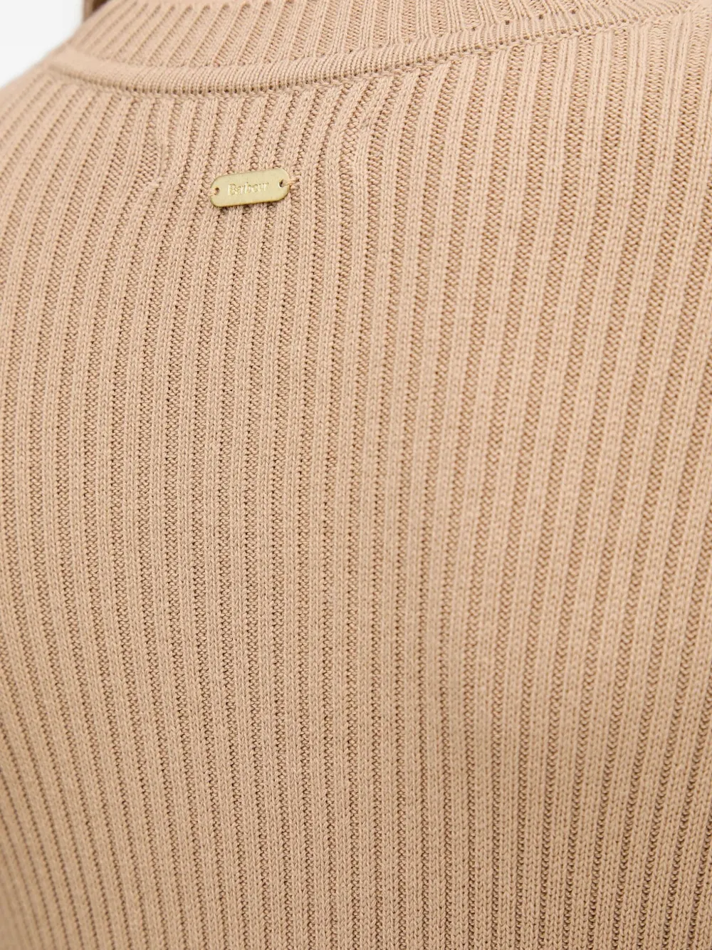 Barbour Ribbed Split Midi Dress In Neutral