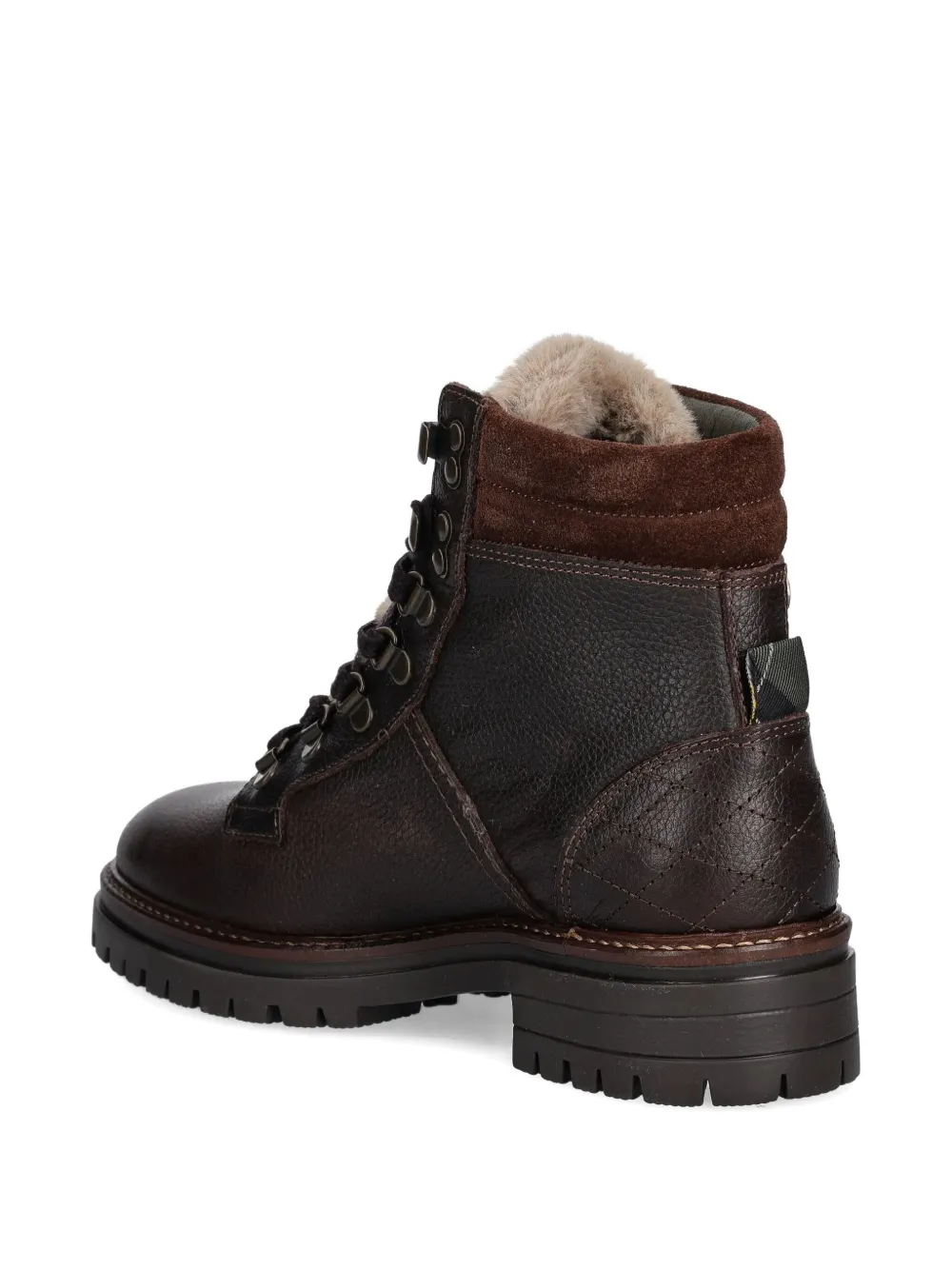 Barbour Bamburgh Brown Leather Hiker Boots In Animal Print