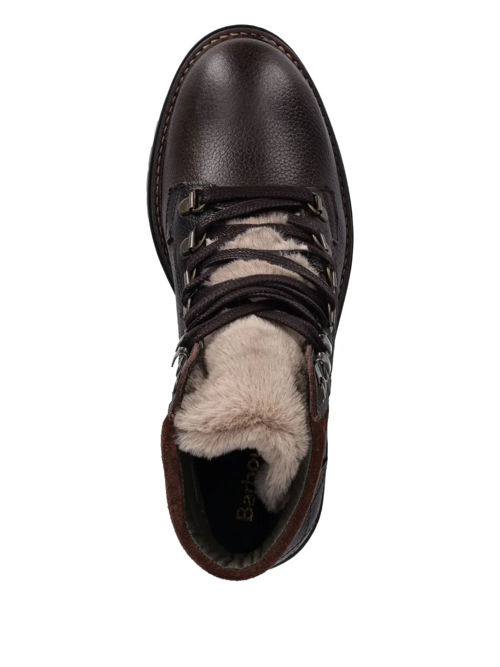 Barbour Bamburgh Brown Leather Hiker Boots In Animal Print