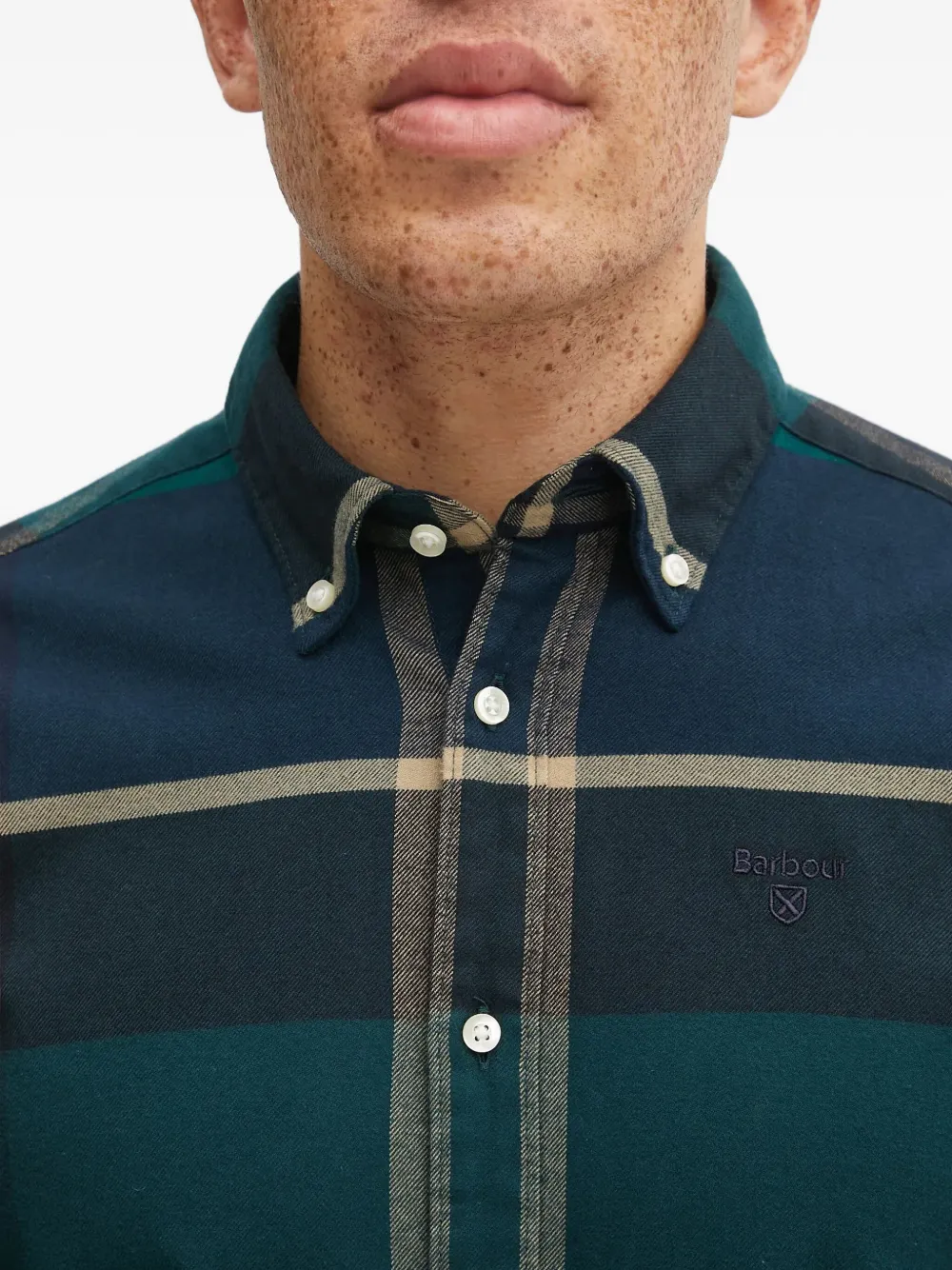 Barbour Iceloch Tartan Button Shirt In Green