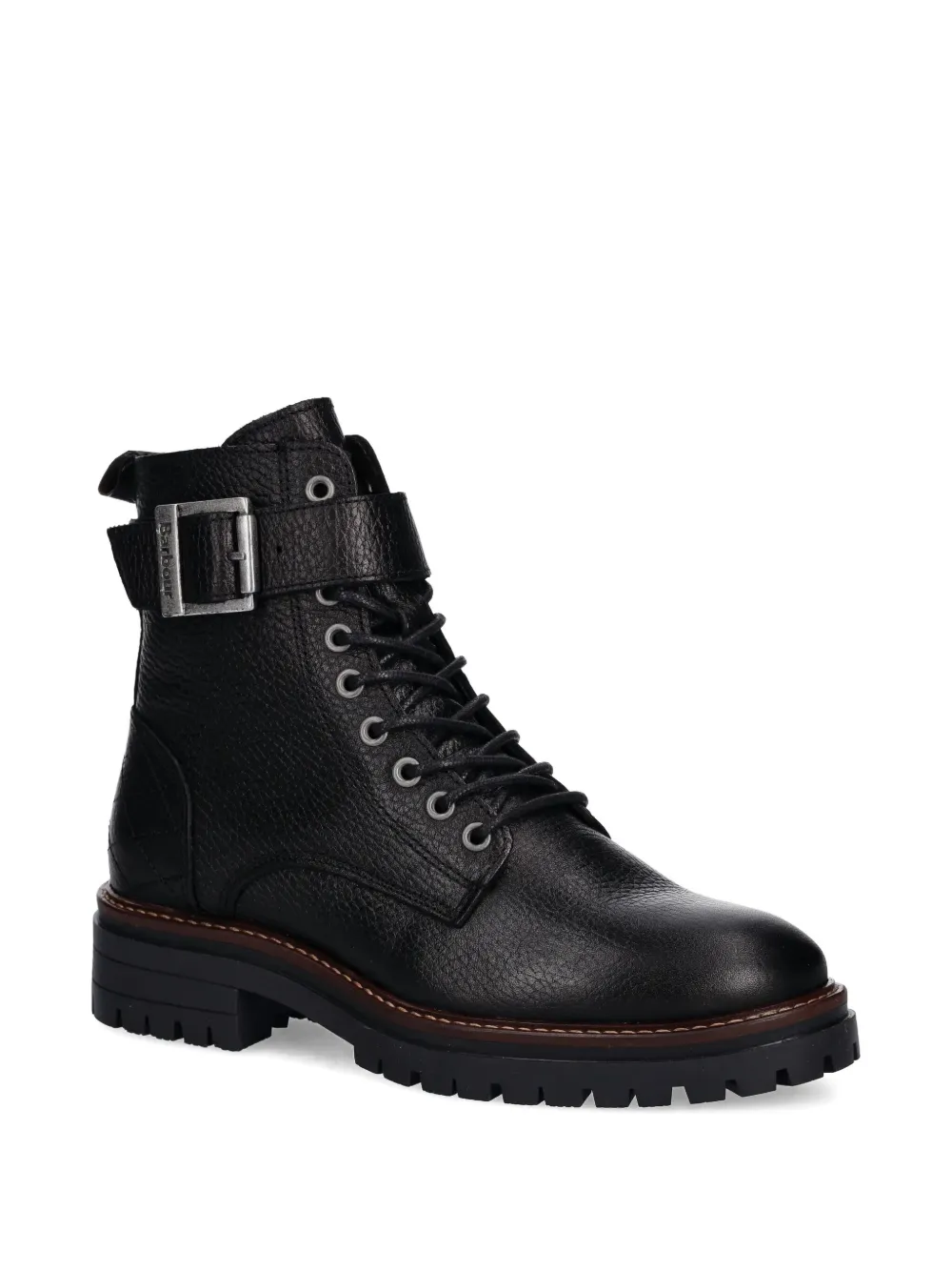 Barbour Buckle Lace-up Boots In Black