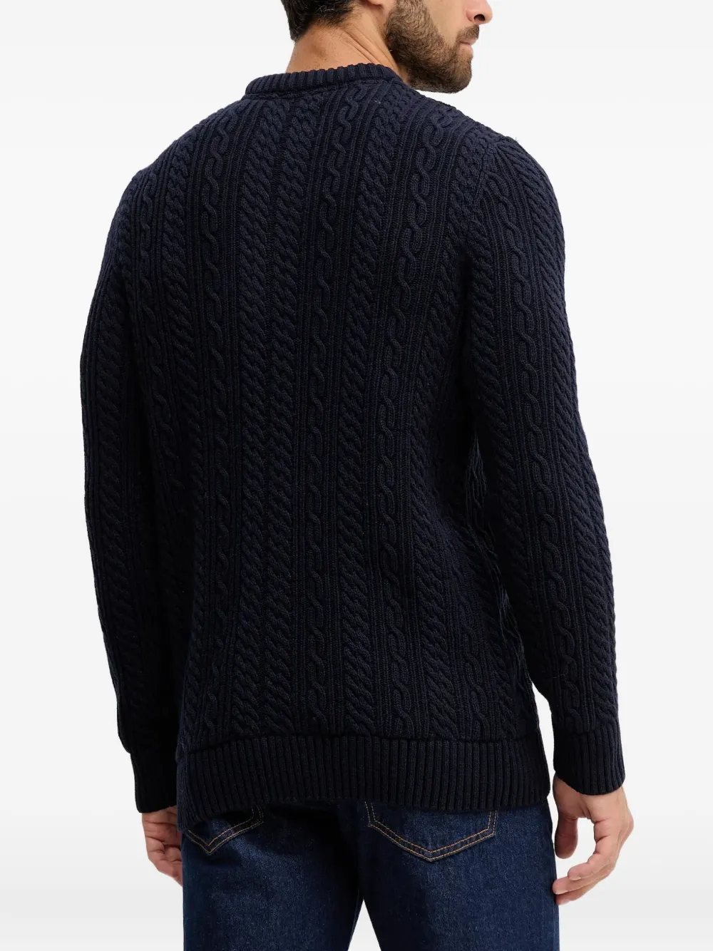 Barbour Cable-knit Crew-neck Sweater In Blue