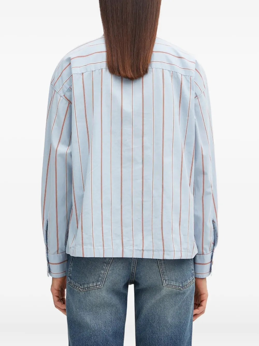Barbour Striped Buttoned Top In Blue