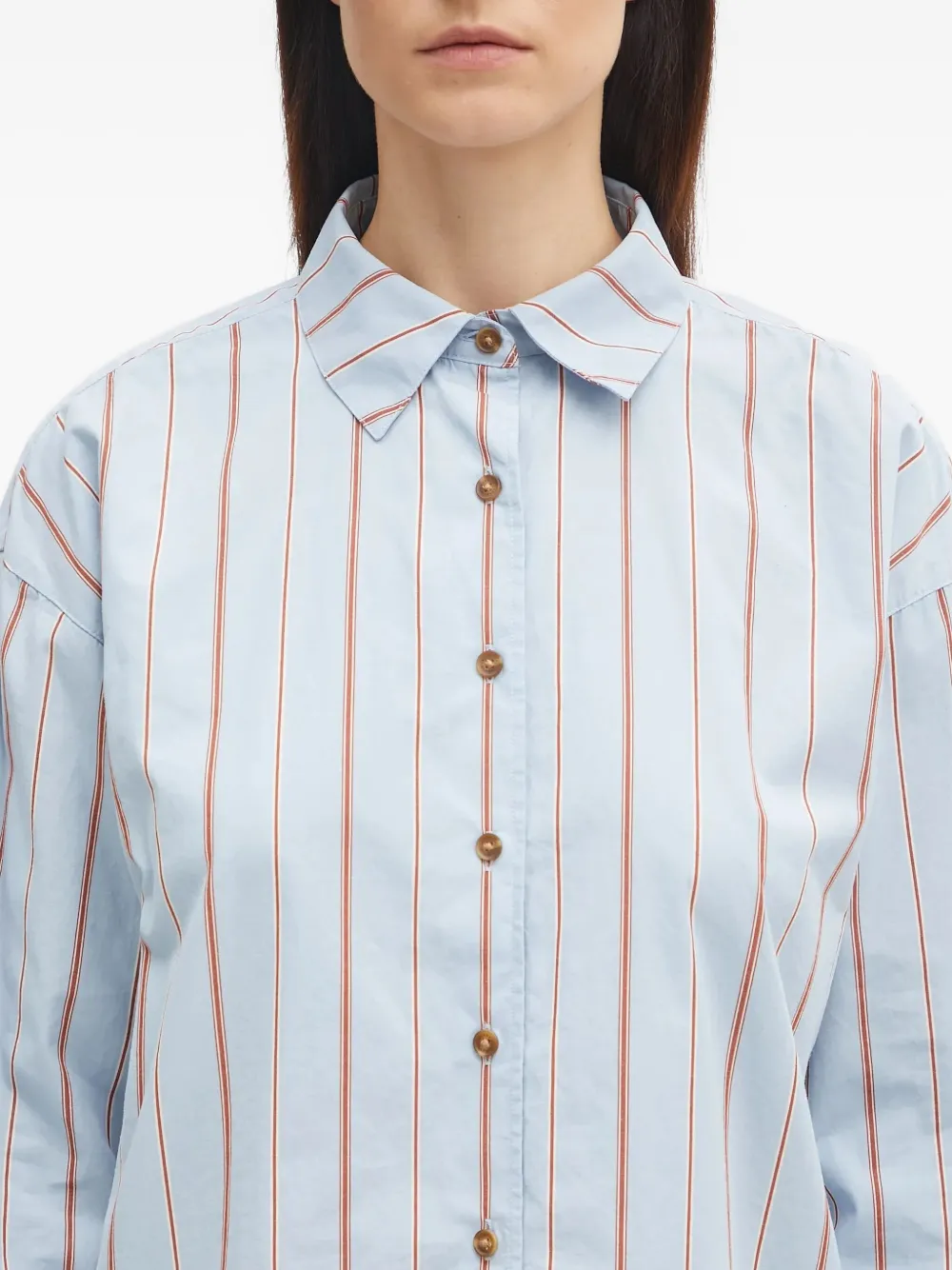 Barbour Striped Buttoned Top In Blue